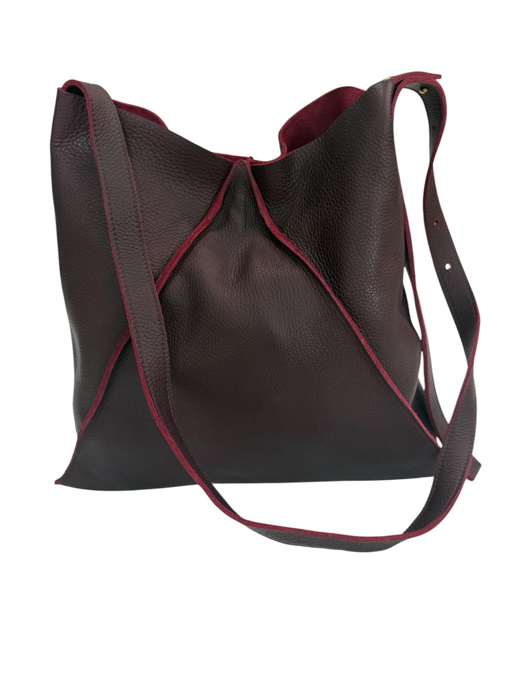 Oliveve Burgundy Genuine Italian Leather Hobo Bag.